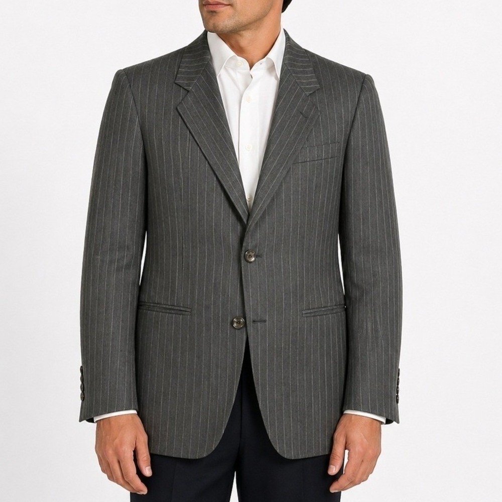 JD Christopher London New York Mens Pinstripe Blazer Romani L41 Charcoal Grey